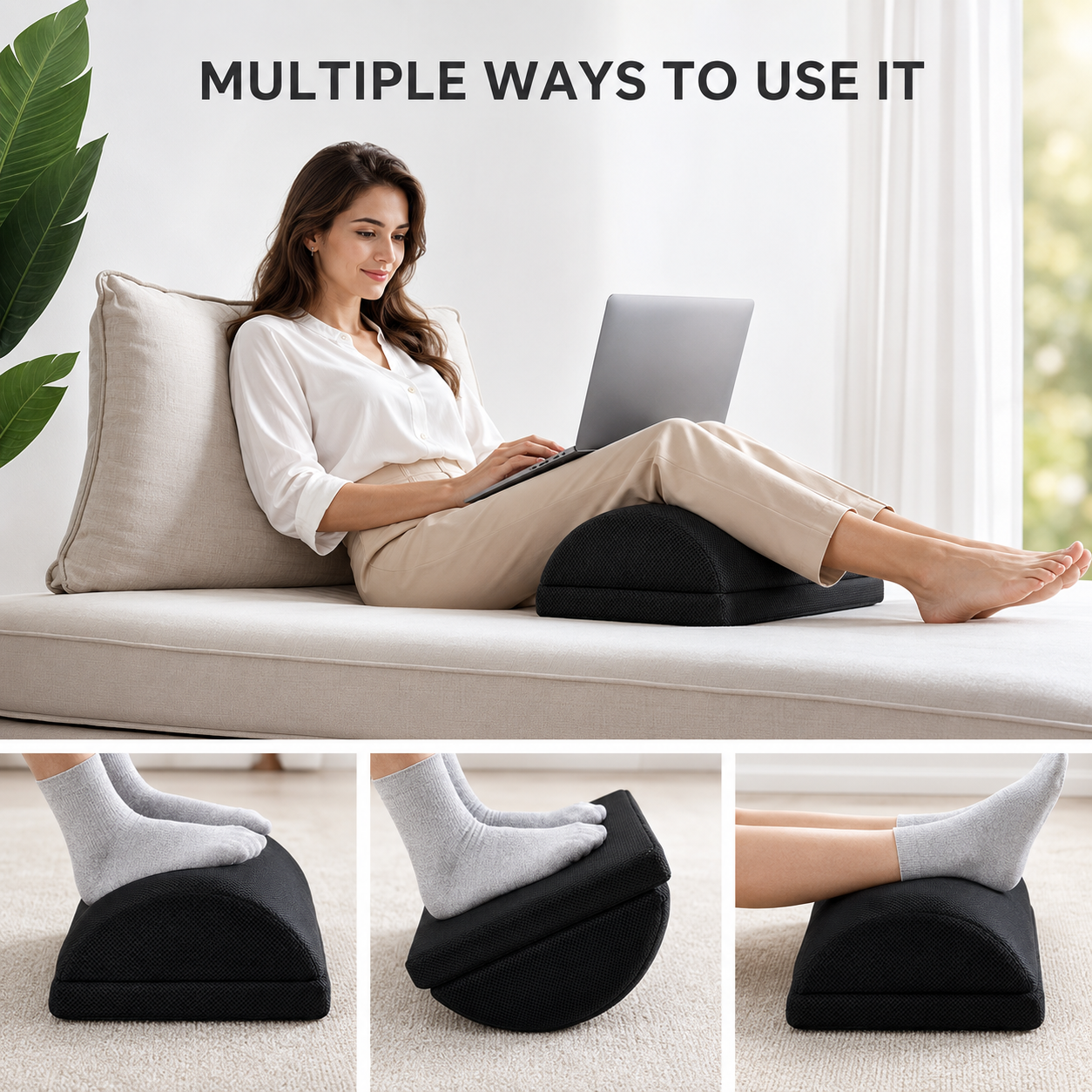 Three ways to use the curved footrest
