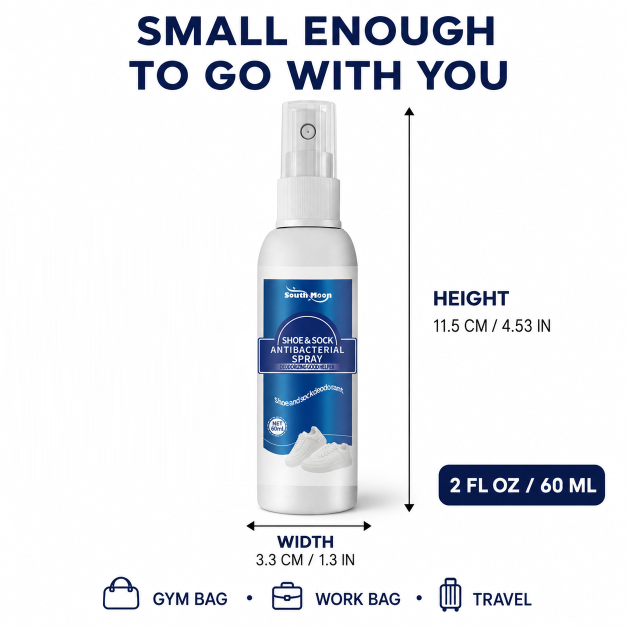 Shoe Reset™ dimensions: 2 fl oz / 60 ml