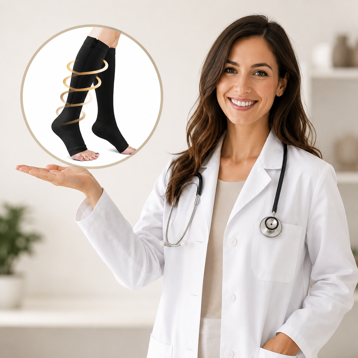Graduated support illustrated on the Easy-Zip socks