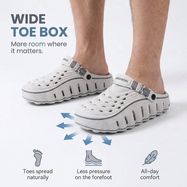 Wide toe box for natural toe splay