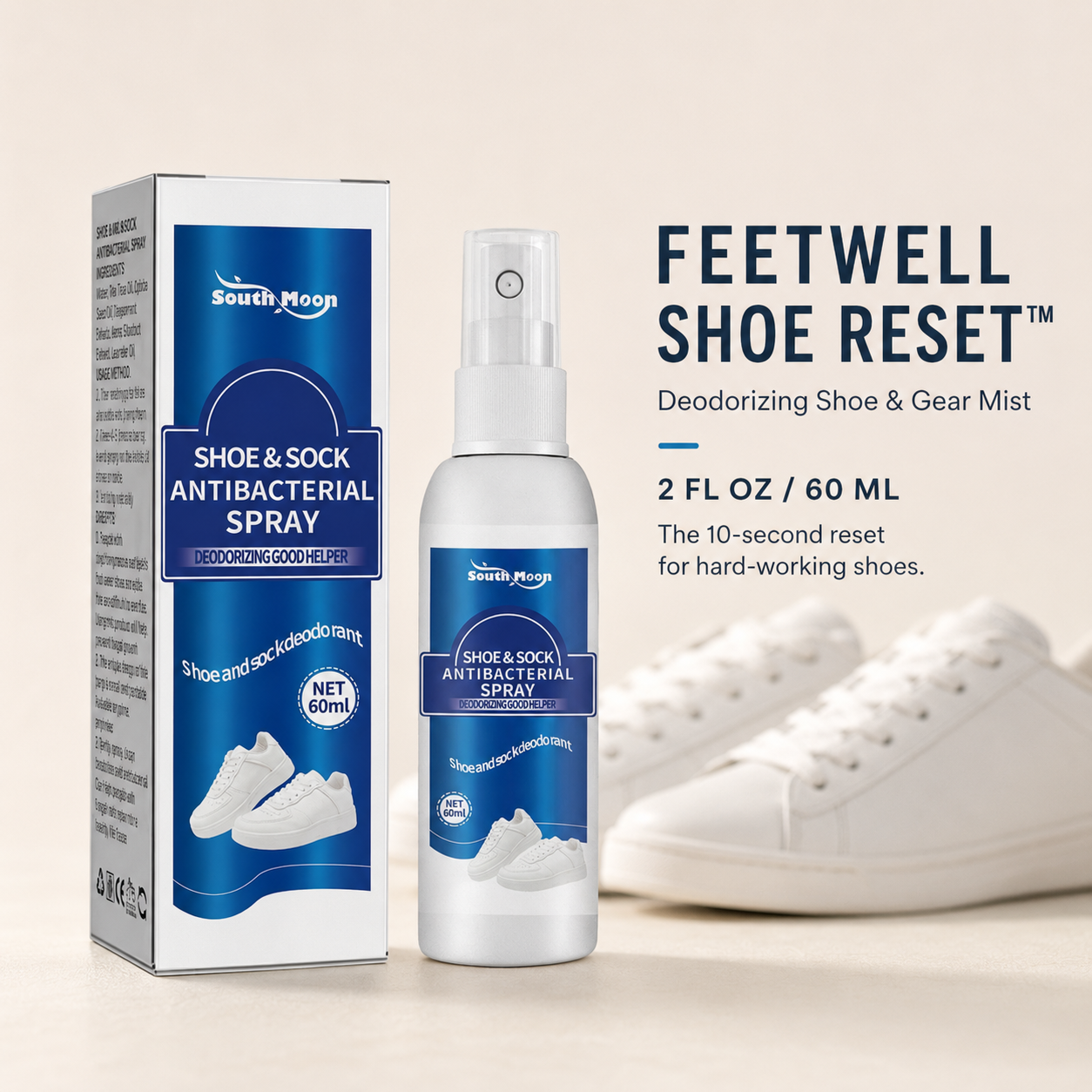 Shoe Reset™ 60 ml bottle and packaging