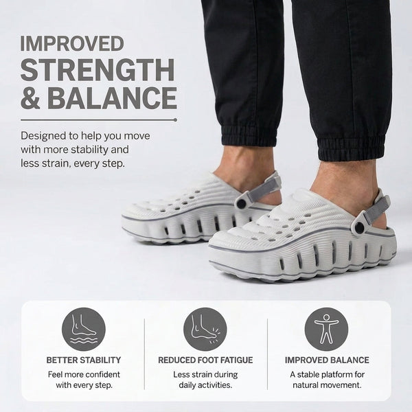 Slippers worn for all-day stability