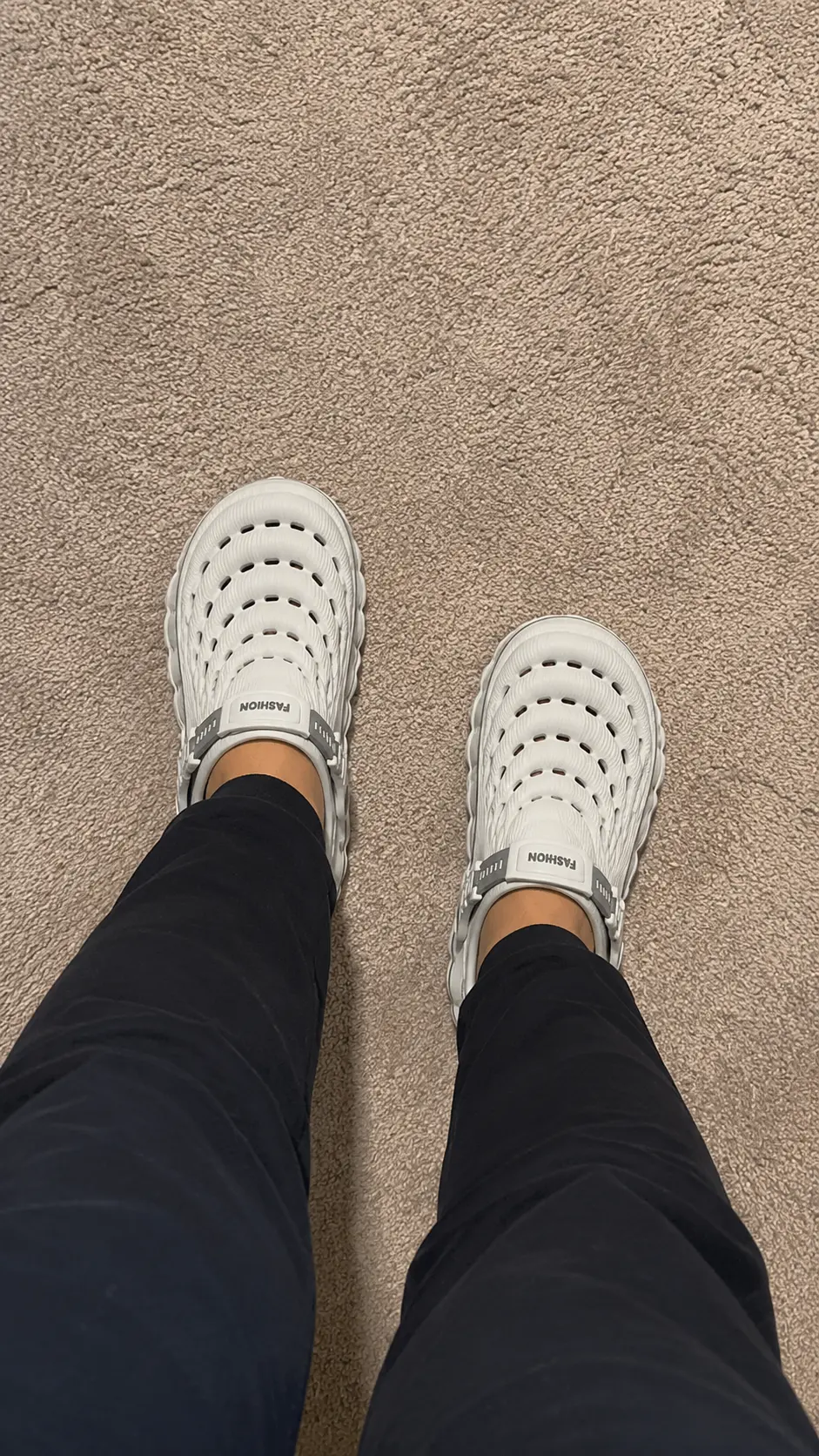 White Cloud Recovery Slippers worn at home on carpet