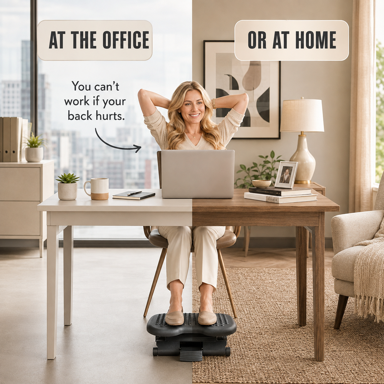 Ergonomic footrest under a desk