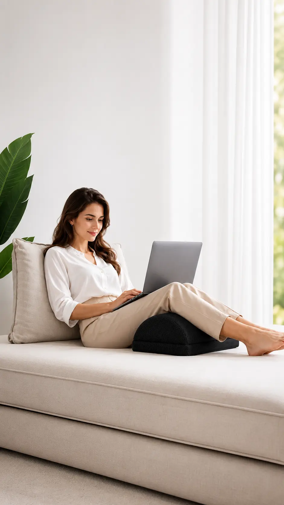 Curved comfort footrest at the sofa