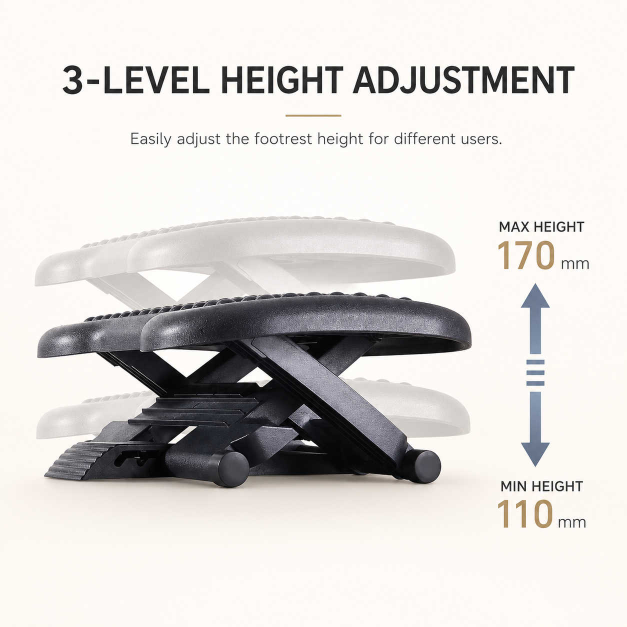 3-level height adjustment