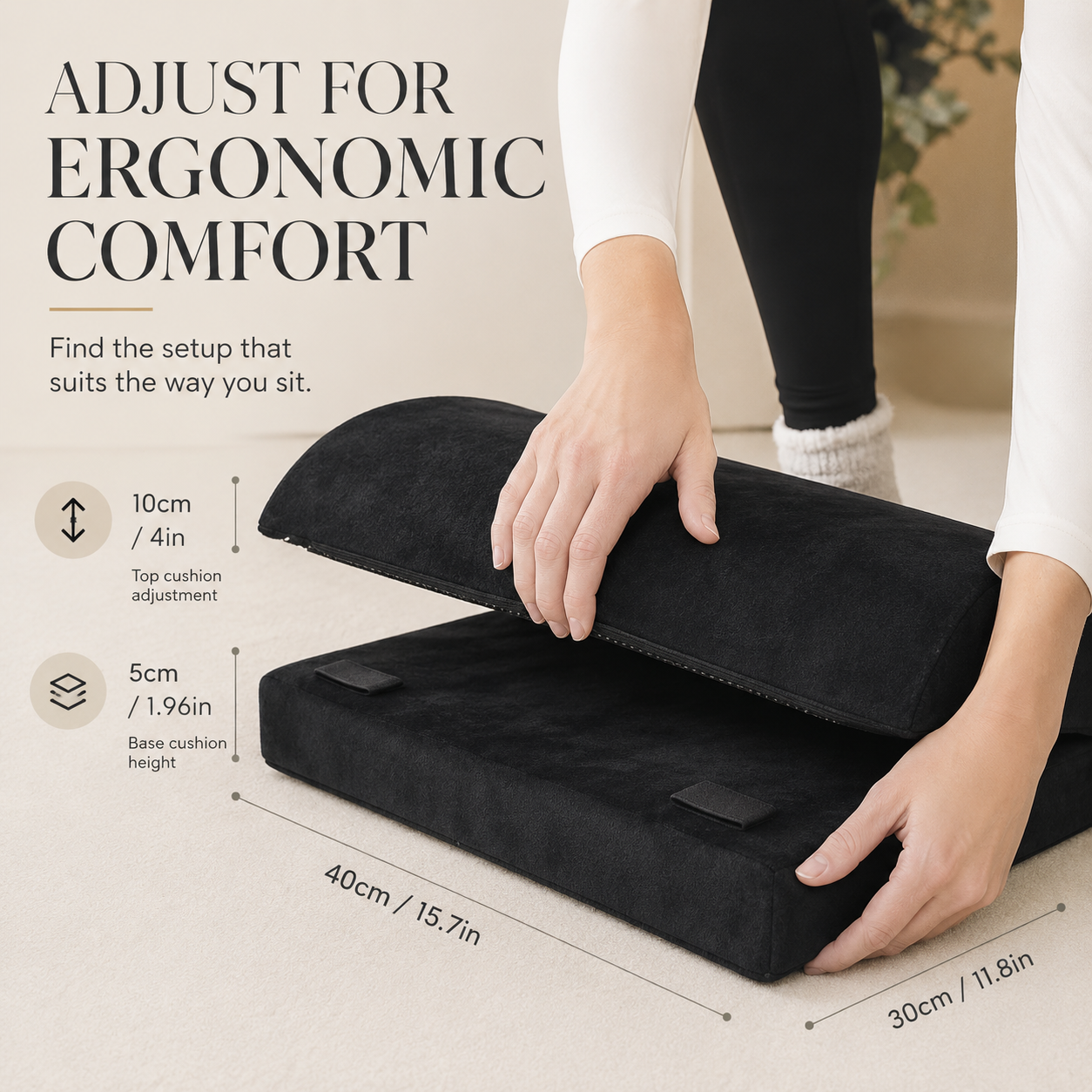 Dimensions of the two-part curved footrest